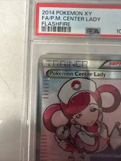 2014 XY FLASHFIRE #105 FULL ART POKEMON CENTER LADY PSA 8 - Image 2