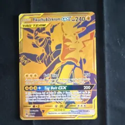 Pokemon Pikachu & Zekrom GX Secret Rare Full Art Holo SM Team Up 184/181 240 HP - Image 1