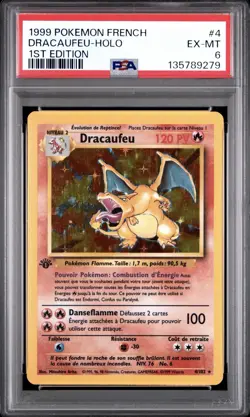 1999 Pokemon FRENCH 1st Edition Base Set Dracaufeu-Charizard Holo 4/102 PSA 6 - Image 1