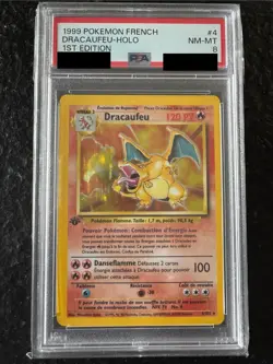 1999 POKEMON FRENCH DRACAUFEU CHARIZARD HOLO 1ST EDITION BASE SET PSA 8 - Image 1