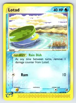 Lotad 66/100 2003 EX Sandstorm Pokemon Card TCG e-Series Komiya Common - Lp - Image 1