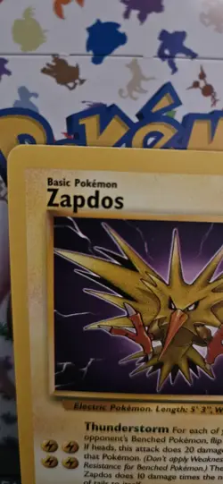 Pokemon TCG Zapdos Non Holo Rare Unlimited #30/62 Fossil Base Set LP 1999 - Image 2