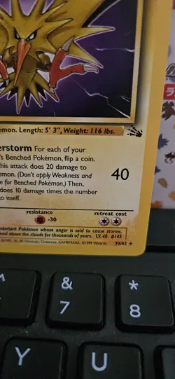 Pokemon TCG Zapdos Non Holo Rare Unlimited #30/62 Fossil Base Set LP 1999 - Image 4