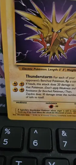 Pokemon TCG Zapdos Non Holo Rare Unlimited #30/62 Fossil Base Set LP 1999 - Image 5