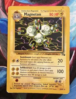 Pokemon TCG - Magneton - Fossil Set 26/62 Unlimited Non-Holo Rare - MP Condition - Image 1