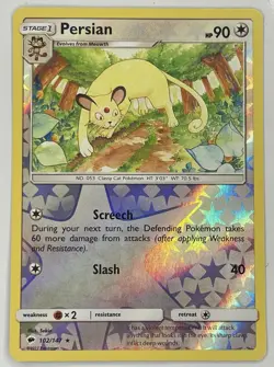 Pokemon TCG Persian 102/147 Burning Shadows Reverse Holo Rare English 2017 NM - Image 1
