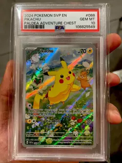 2024 Pokemon Pikachu SVP #088 Paldea Adventure Chest PSA 10 True GEM MINT - Image 1