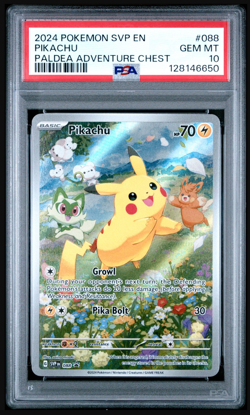 2024 POKEMON BLACK STAR PROMO 88 PIKACHU PALDEA ADVENTURE CHEST PSA 10 GEM MINT - Image 1