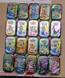 Pokemon 20 EMPTY Prismatic Evolution Eevee Eeveelutions TCG Mini Tin Bundle Lot - Image 1