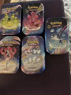 Pokemon Paldean Fates EMPTY Mini Tin Lot Of 5!! All Different!! NO PACKS!!! - Image 1