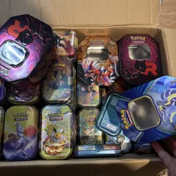 160x Pokemon Mini Tins *EMPTY* Bulk Job Lot Storage Mini Tin + 4 Medium Tins - Image 2