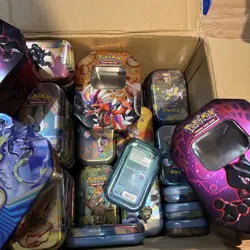 160x Pokemon Mini Tins *EMPTY* Bulk Job Lot Storage Mini Tin + 4 Medium Tins - Image 3