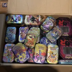 160x Pokemon Mini Tins *EMPTY* Bulk Job Lot Storage Mini Tin + 4 Medium Tins - Image 4