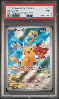 PSA 9 Pikachu Paldea Evolved Etb #027 2023 Pokemon Black Star Promo 101133516 - Image 1