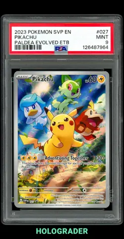 2023 POKEMON SVP EN-SV BLACK STAR PROMO 027 PIKACHU PALDEA EVOLVED ETB PSA 9 PK1 - Image 1