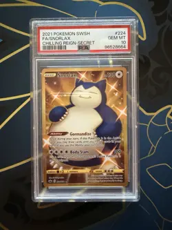 Snorlax Chilling Reign Secret Rare Gold Holo Card 224/198 PSA 10 - Image 1