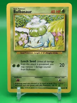 Pokemon Bulbasaur Base Set 44/102 Common Card, Unlimited Edition #2 LP L1 - Image 1