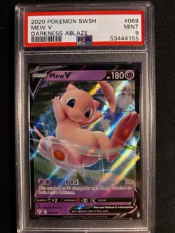 Pokemon TCG Mew V Darkness Ablaze 069/189 Regular Ultra Rare PSA 9 - Image 1