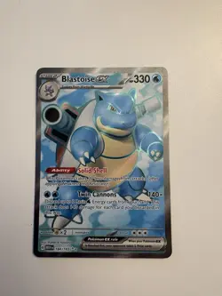 Pokemon TCG Scarlet and Violet Blastoise EX 184/165 Ultra Rare Full Art - Image 1