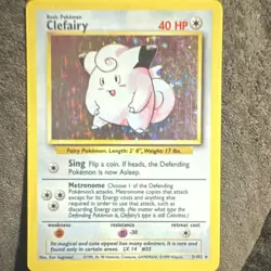 Pokemon TCG Clefairy Base Set 5/102 Holo Rare 1999 40 HP English Basic - Image 1
