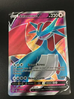 Salamence V ULTRA RARE FULL ART 185/189 Pokemon SWSH Darkness Ablaze Holo NM - Image 1