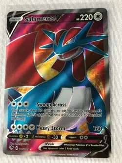 Salamence V ULTRA RARE FULL ART 185/189 Pokemon SWSH Darkness Ablaze Holo NM - Image 2