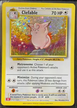 Clefable Holo 014/034 English Pokemon Trading Card Game Classic 2023 - Image 1