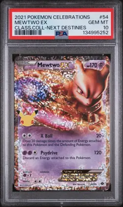 2021 Pokemon Celebrations Classic Collection 54/99 PSA 10 Mewtwo EX - Image 1
