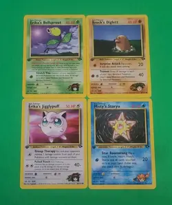 Pokemon Vintage 1st Edition GYM Challenge Cards Lot Of 4 Erika's, Brock's, Misty - Image 1