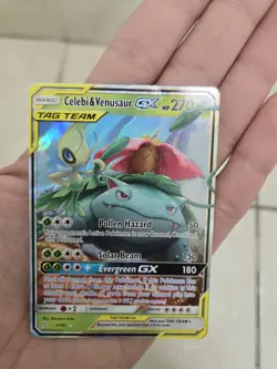 Pokemon Celebi & Venusaur GX 1/181 Sun & Moon Team Up Holo TAG TEAM Card - Image 1