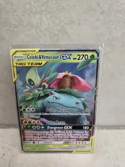 Pokemon Celebi & Venusaur GX 1/181 Sun & Moon Team Up Holo TAG TEAM Card - Image 3