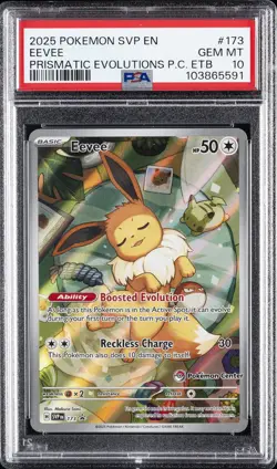 2025 POKEMON PRISMATIC EVOLUTIONS POKEMON CENTER ETB PROMO SVP #173 EEVEE PSA 10 - Image 1