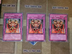 YUGIOH 3X JAR OF GREED COMMON UNLIMITED ED NM (YSD,SKE) - Image 1