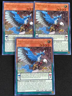 YUGIOH MYTHICAL BEAST GARUDA EXFO-EN023 1ST ULTRA X3 (NM) - Image 1