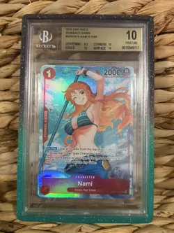 One Piece CCG Nami Romance Dawn Pre-Errata Alpha Wave 1 OP01-016 BGS 10 Pristine - Image 1