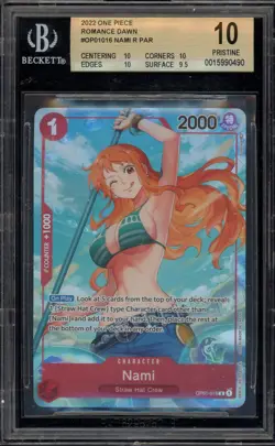 One Piece CCG Nami Romance Dawn PRE-ERRATA OP01-016 BGS 10 Pristine - Image 1