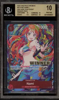One Piece CCG Nami 2025 New Year Event Winner Prize Promo ST01-007 BGS 10 - Image 1