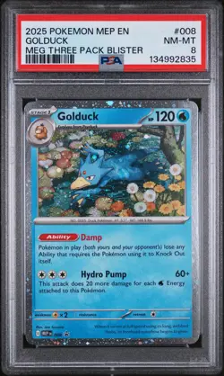 2025 POKEMON MEP EN-ME BLACK STAR PROMO #008 GOLDUCK PSA 8 - Image 1