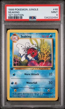 POKEMON CARD 1999 PSA 9 MINT JUNGLE SET 1ST EDITION #46 Seaking - Image 1