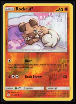 Pokemon TCG: Rockruff Reverse Holo - SM - Cosmic Eclipse - #123/236 - Image 1
