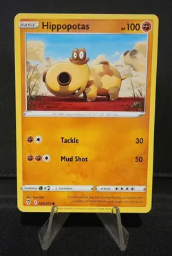 CRIMPED Hippopotas 84/203 Evolving Skies Pokemon Error Card - Image 1