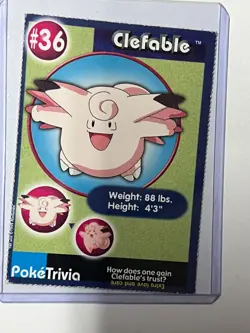 Pokemon - 1999 Burger King PokeTrivia Promo Card - CLEFABLE #36 - Image 1