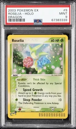2003 POKEMON EX DRAGON #9 ROSELIA-HOLO PSA 9 - Image 1