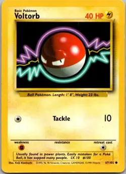 Base Set #067/102 Voltorb Pokemon Moderately Played - Image 1