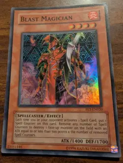 YUGIOH TCG BLAST MAGICIAN FET-EN020 SUPER UNLIMITED ED LP - Image 1