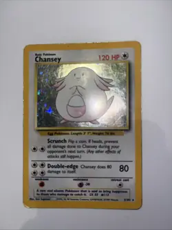 Pokemon Chansey Holo Rare Card 003/102 Base Set Vintage WOTC 1999 MP/LP - Image 1