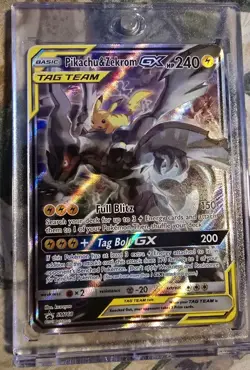 🔥 Pikachu & Zekrom GX SM168 Pokemon Sun & Moon Tag Team Alt Art Promo Case!! 🔥 - Image 1