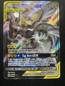 Pikachu & Zekrom GX SM168 Pokemon Sun & Moon Tag Team Alt Art Promo LP - Image 1