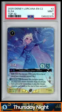2025 DISNEY LORCANA EN C2 CHALLENGE PROMO #2 ELSA TOP 32 PRIZE ENCHANTED PSA 9 - Image 1