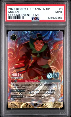 2025 DISNEY LORCANA EN C2-LORCANA CHALLENGE PROMO MULAN CHARGING AHEAD PSA 9 - Image 1